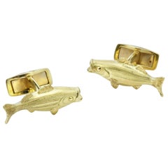 Susan Lister Locke Nantucket Striped Bass Cufflinks in 18 Karat Gold