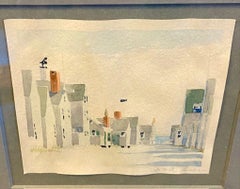 Nantucket Watercolor of Old North Wharf, by Doris and Richard Beer, circa 1940