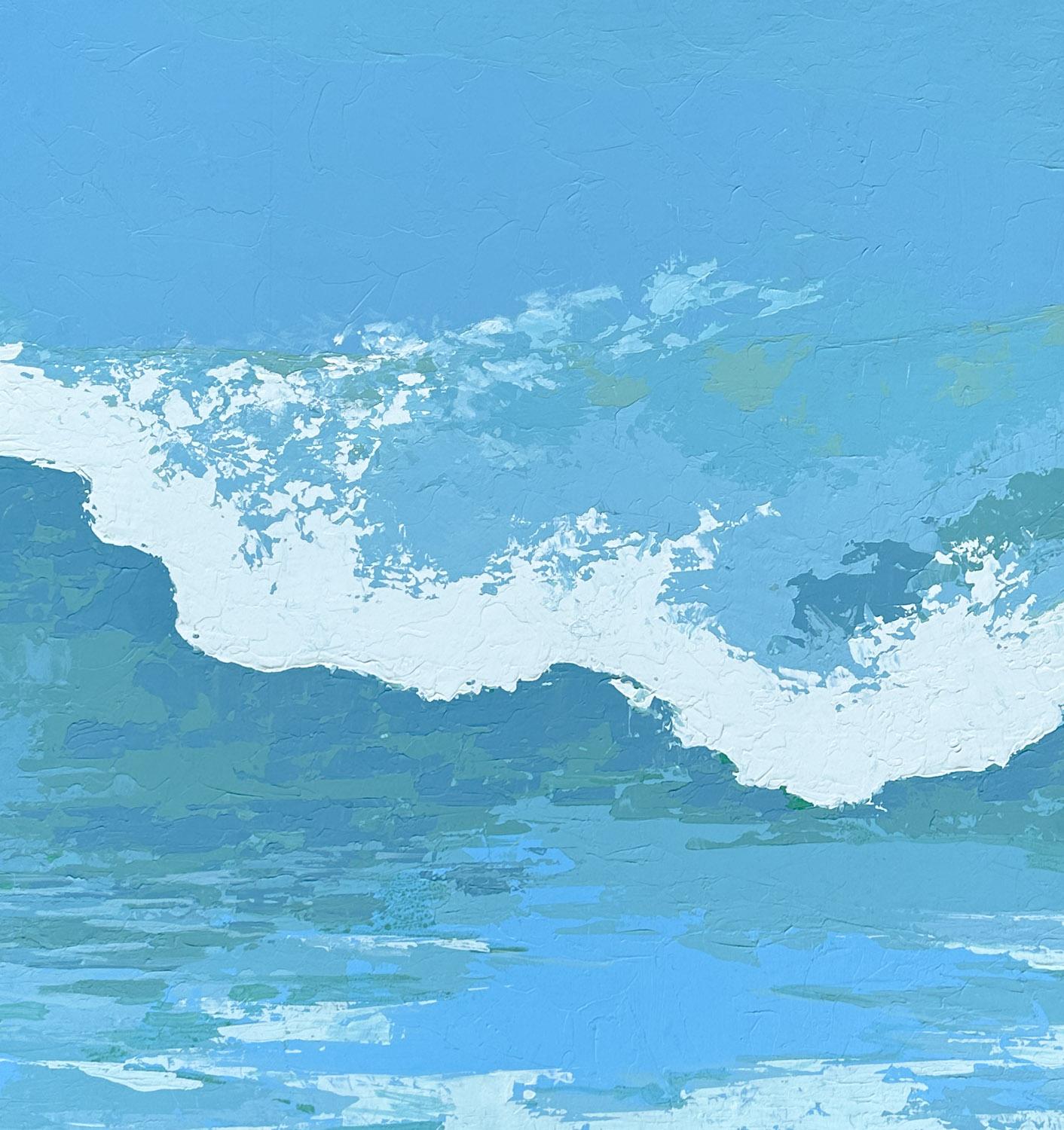 Acryl auf Karton mit der Darstellung einer sich auftürmenden Welle des Nantucket-Künstlers Paul Madden (1938-2008), ca. 1975. Der abstrakte Impasto-Stil fängt die Energie und die Farben des Meeres ein. Maße 31