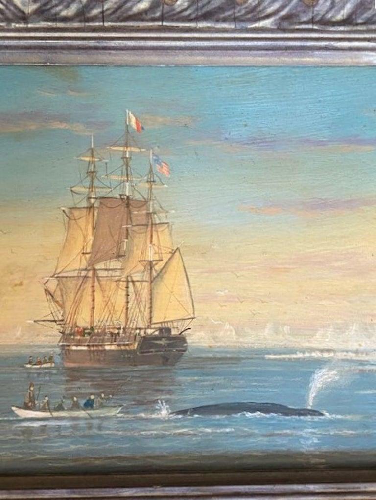 Plywood Nantucket Whaling Scene, by Red Tordoff, (Anglo-American: b. 1939), circa 1980