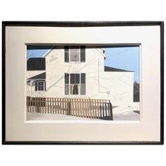 Retro Nantucket Winter Landscape Painting by John Austin, circa 1990