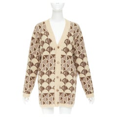 NANUSHKA 2021 Milo beige brown graphic knit intarsia button oversized cardigan S