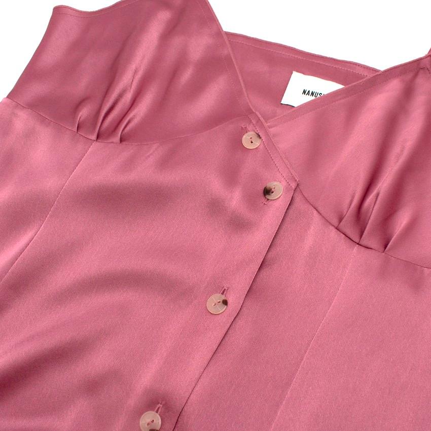 Women's Nanushka Ancens Pink Satin Button Midi Dress For Sale
