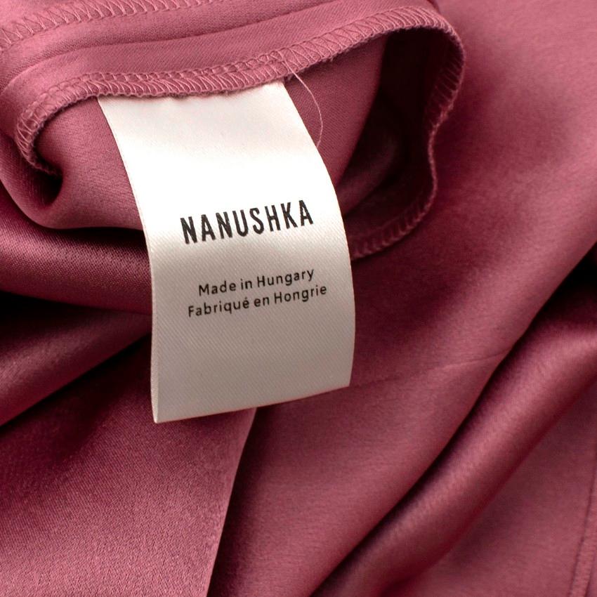 Nanushka Ancens Pink Satin Button Midi Dress For Sale 2