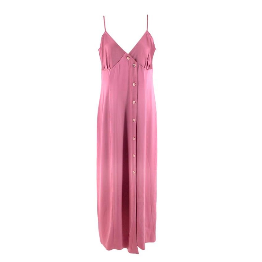 Nanushka Ancens Pink Satin Button Midi Dress For Sale