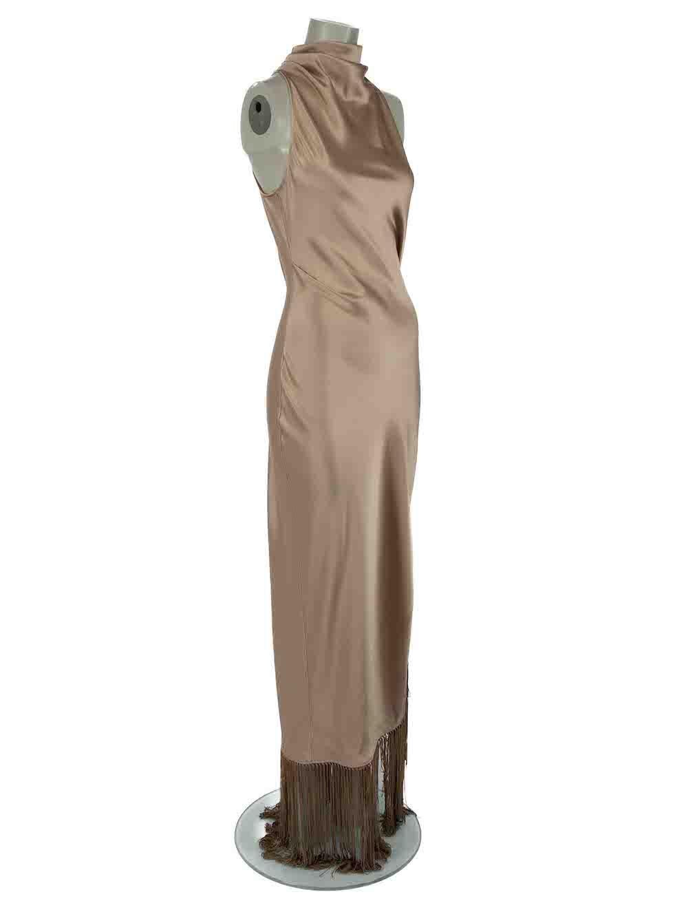 CONDITION is Very good. Minimal wear to dress is evident. Minimal wear to fabric finish with single pull to the weave and small discoloured mark found on this used Nanushka designer resale item.

Details
Beige
Synthetic
Dress
Sleeveless
Mock