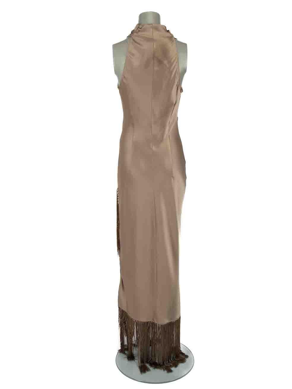 NANUSHKA Beige Sleeveless Tassel Maxi Dress Size M In Excellent Condition In London, GB