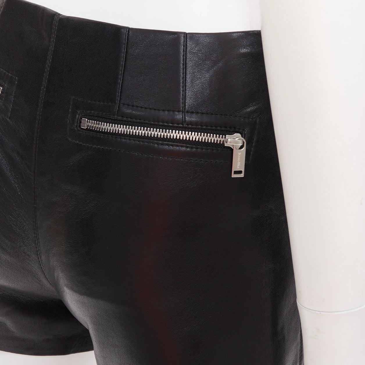NANUSHKA black faux leather diagonal zip short mini biker shorts XXS For Sale 2