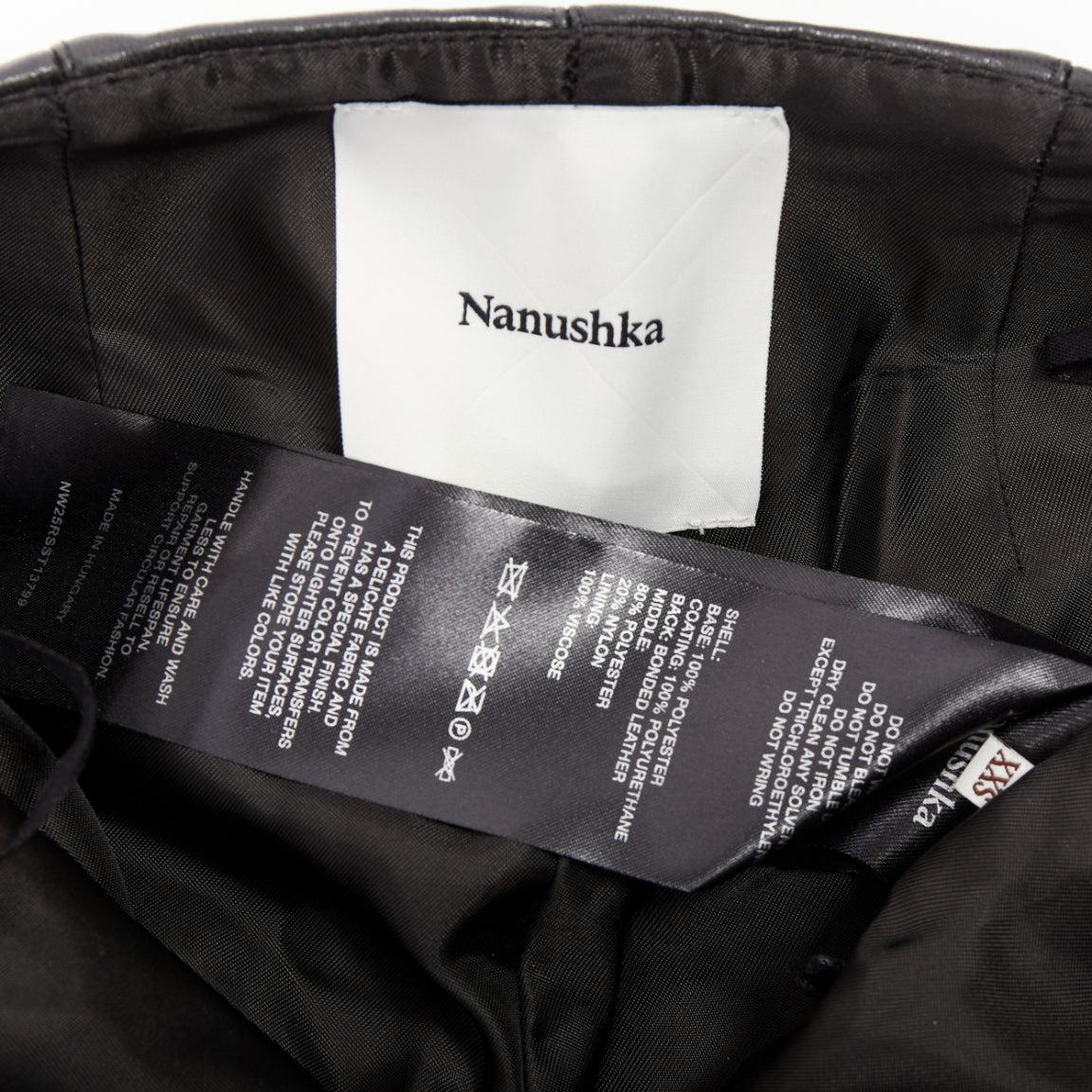 NANUSHKA black faux leather diagonal zip short mini biker shorts XXS For Sale 3