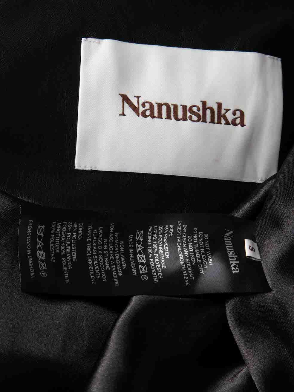 Women's NANUSHKA Black Faux Leather Hooded Puffer Coat Size S
