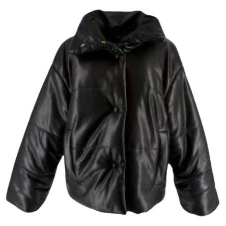 Nanushka Black Hide Vegan Leather Puffer Jacket For Sale