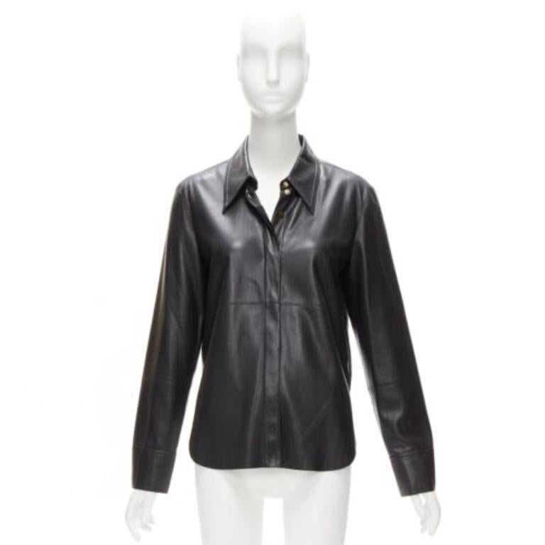 NANUSHKA camisa negra de manga larga con tapeta oculta de piel vegana S en venta 5