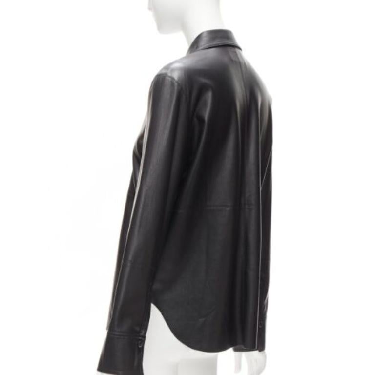 NANUSHKA camisa negra de manga larga con tapeta oculta de piel vegana S en venta 1