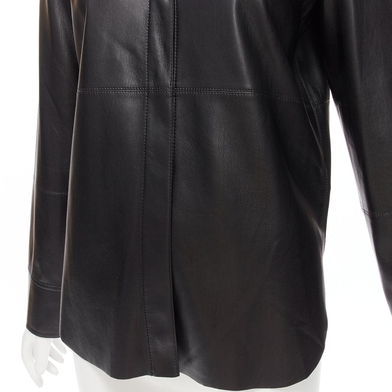 NANUSHKA black vegan leather hidden placket long sleeve shirt S For Sale 3