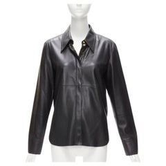 NANUSHKA camicia a maniche lunghe in pelle vegana nera con abbottonatura nascosta S
