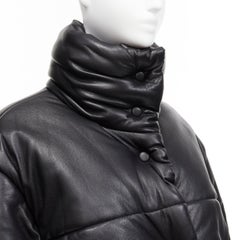 NANUSHKA black vegan leather oversized high neck puffer jacket XS