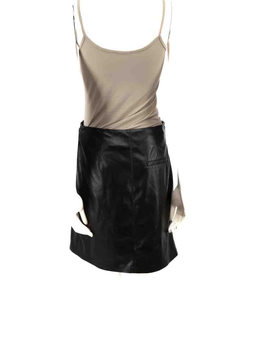 NANUSHKA Black Vegan Leather Ruched Mini Skirt Size M In Good Condition For Sale In London, GB