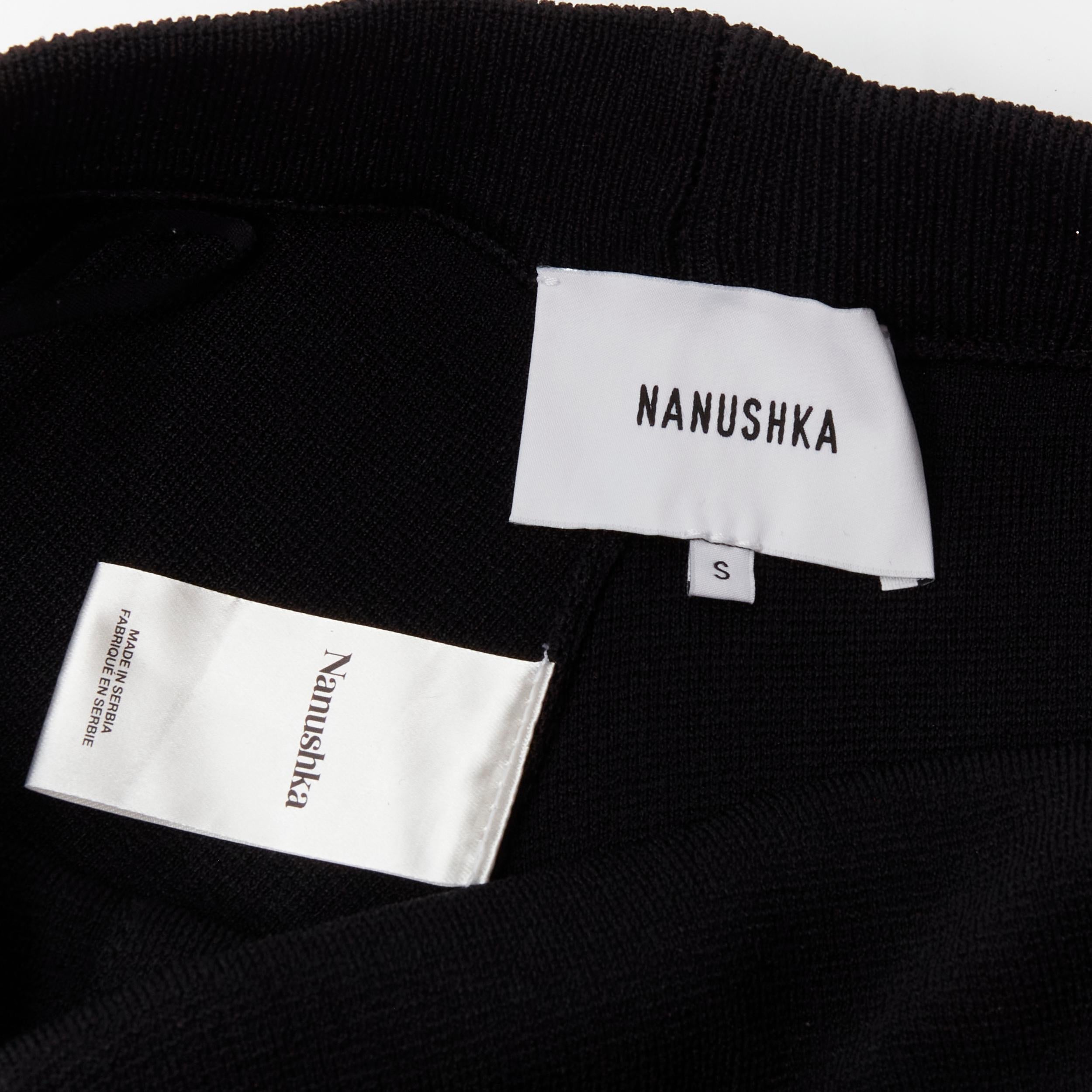 NANUSHKA black viscose nylon knitted wide leg pants S For Sale 3