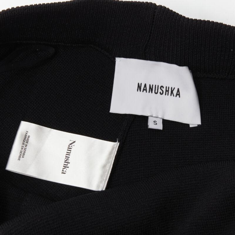 NANUSHKA pantaloni a gamba larga in maglia di nylon e viscosa nera S in vendita 3