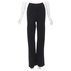 NANUSHKA black viscose nylon knitted wide leg pants S