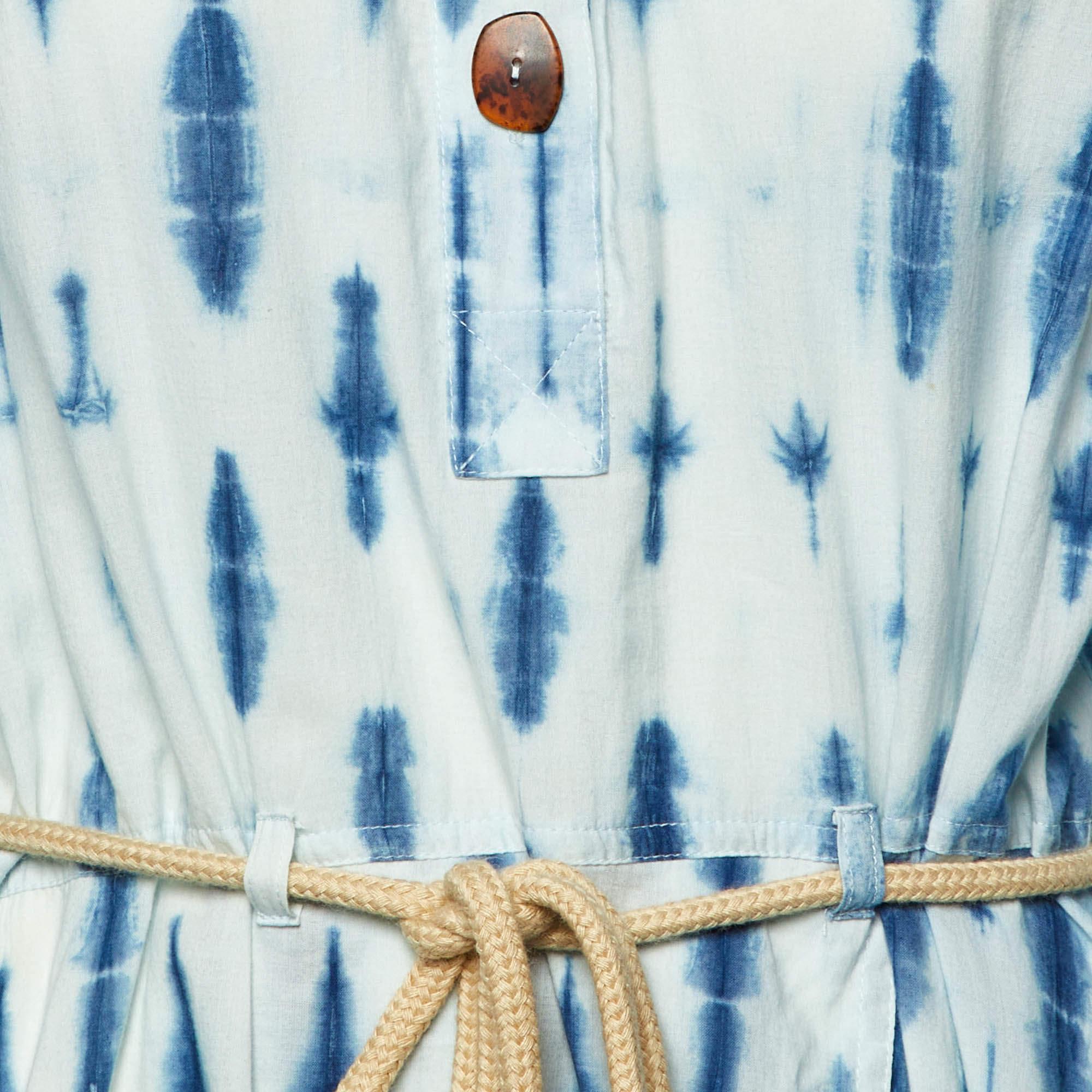 Nanushka Blu Stampa Tie-Dye  Abito lungo in cotone con cintura XS In condizioni buone in vendita a Dubai, Al Qouz 2