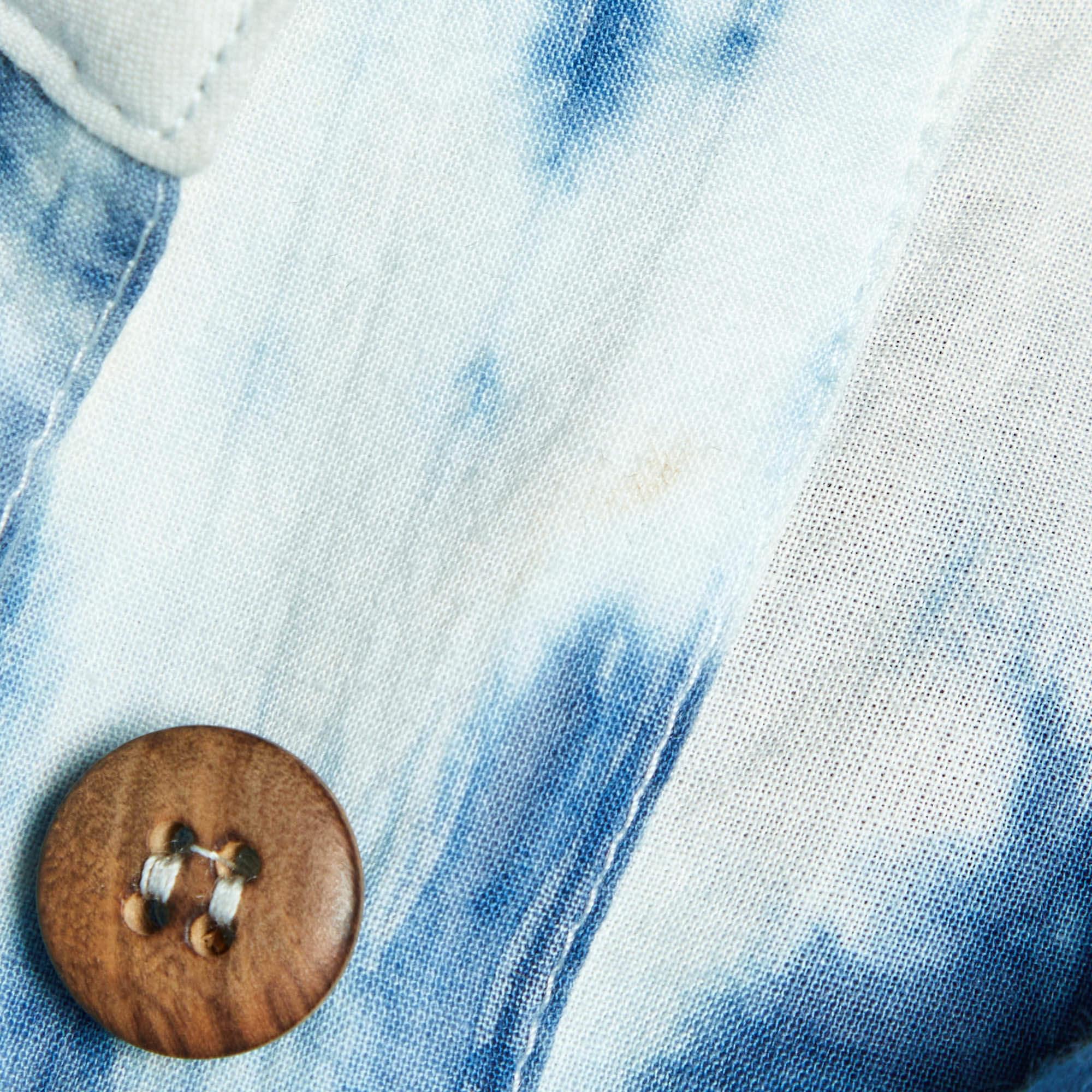 Nanushka Blu Stampa Tie-Dye  Abito lungo in cotone con cintura XS in vendita 1