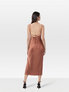 NANUSHKA Brown Cowl Neck Open Back Midi Dress Size XS