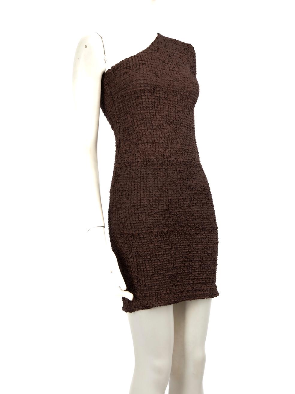 CONDITION is Very good. Hardly any visible wear to dress is evident on this used NANUSHKA designer resale item.
  
  
  
  Details
  
  
  Brown 
  
  Polyester 
  
  Dress
  
  Mini 
  
  One shouldered
  
  Long sleeve
  
  Stretchy
  
  
  
  
 
