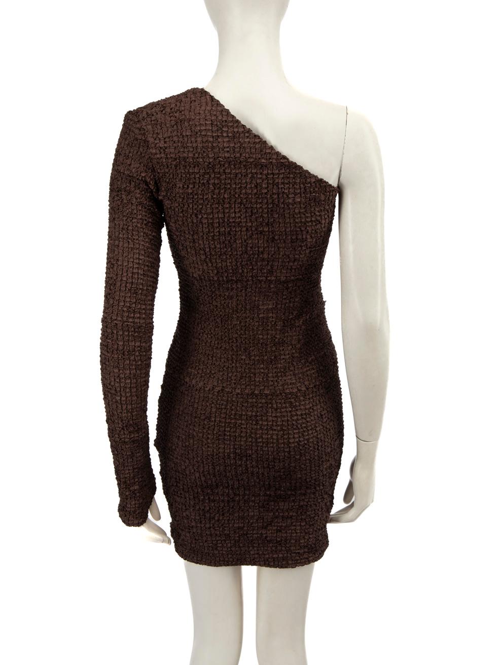 Black NANUSHKA Brown One Shouldered Mini Dress Size XS For Sale