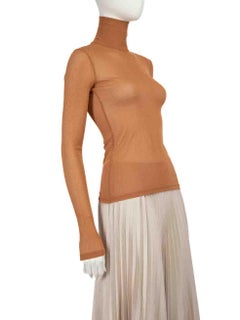 NANUSHKA Brown Sheer Mesh Turtleneck Top Size XS