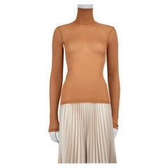 NANUSHKA Brown Sheer Mesh Turtleneck Top Size XS