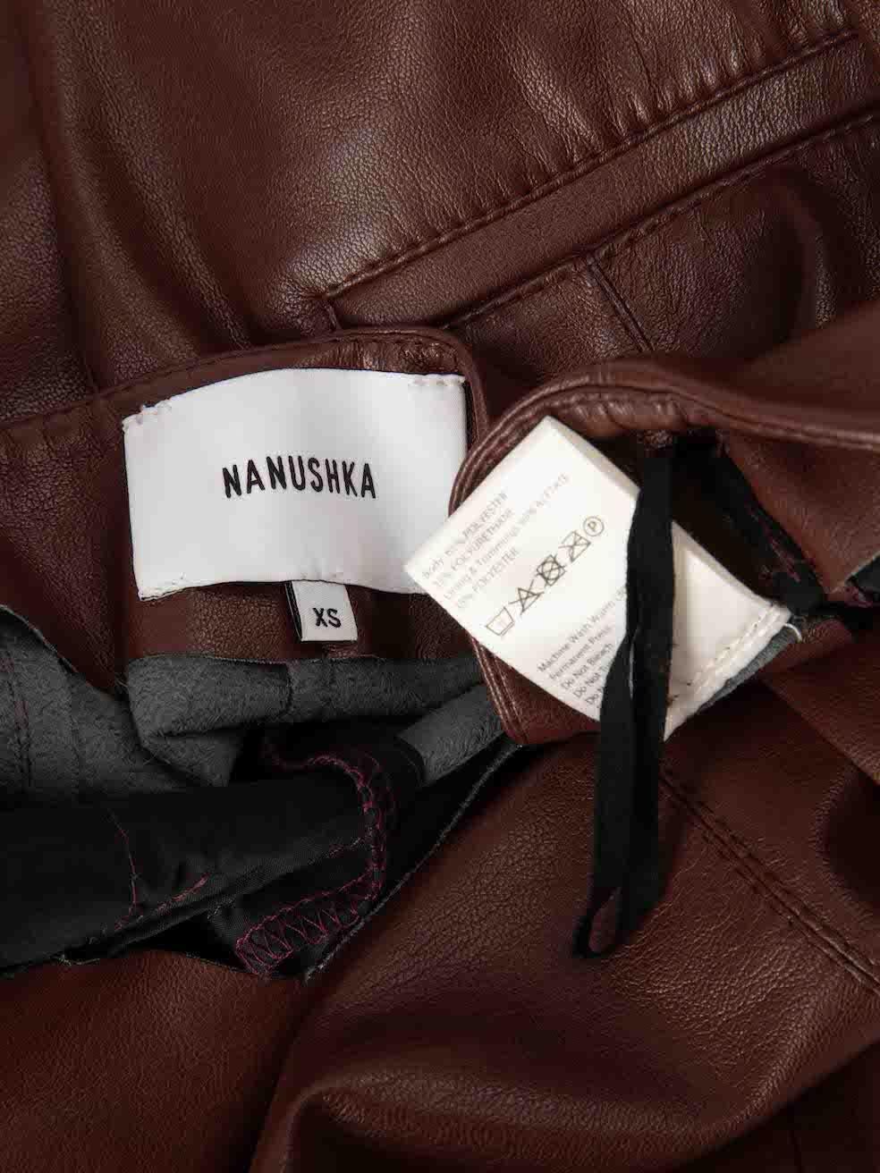 Women's NANUSHKA Brown Vegan Leather Trousers Size XS For Sale