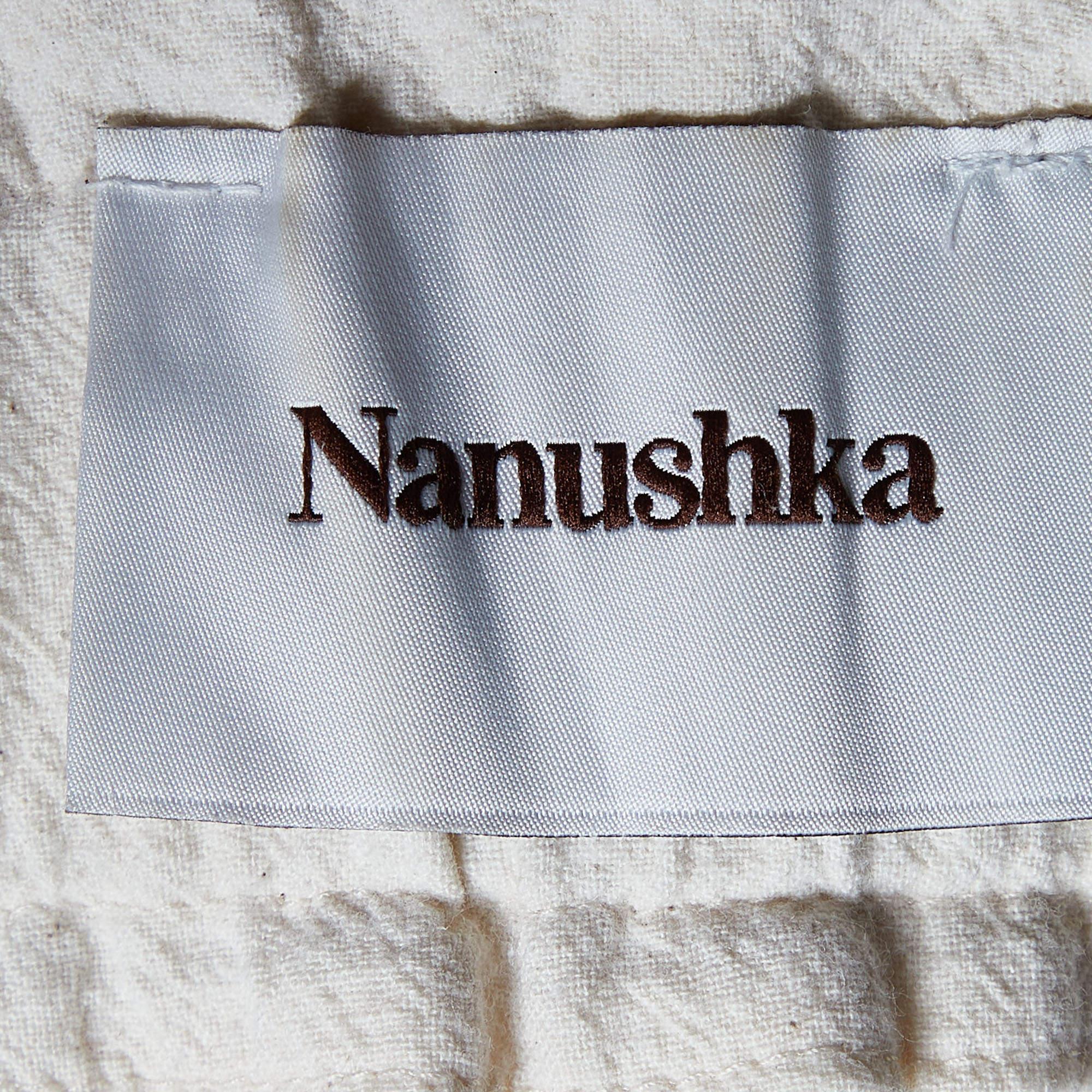 Nanushka Cream Cotton Randi Fringed Wrap Skirt M In Excellent Condition In Dubai, Al Qouz 2