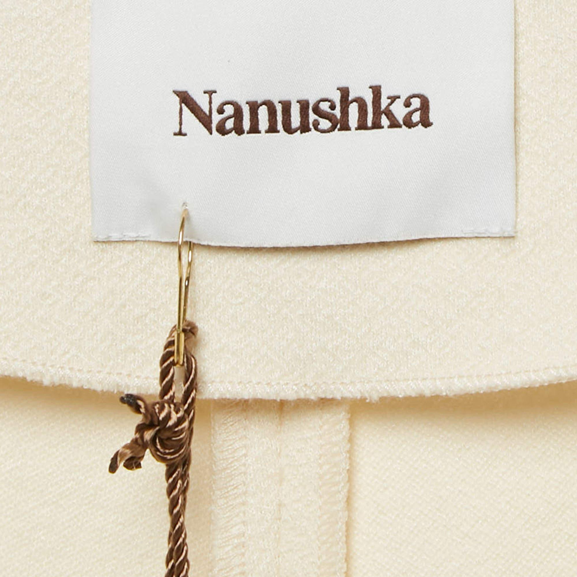 Nanushka Cream Jersey Darby Stirrup Leggings M In New Condition For Sale In Dubai, Al Qouz 2