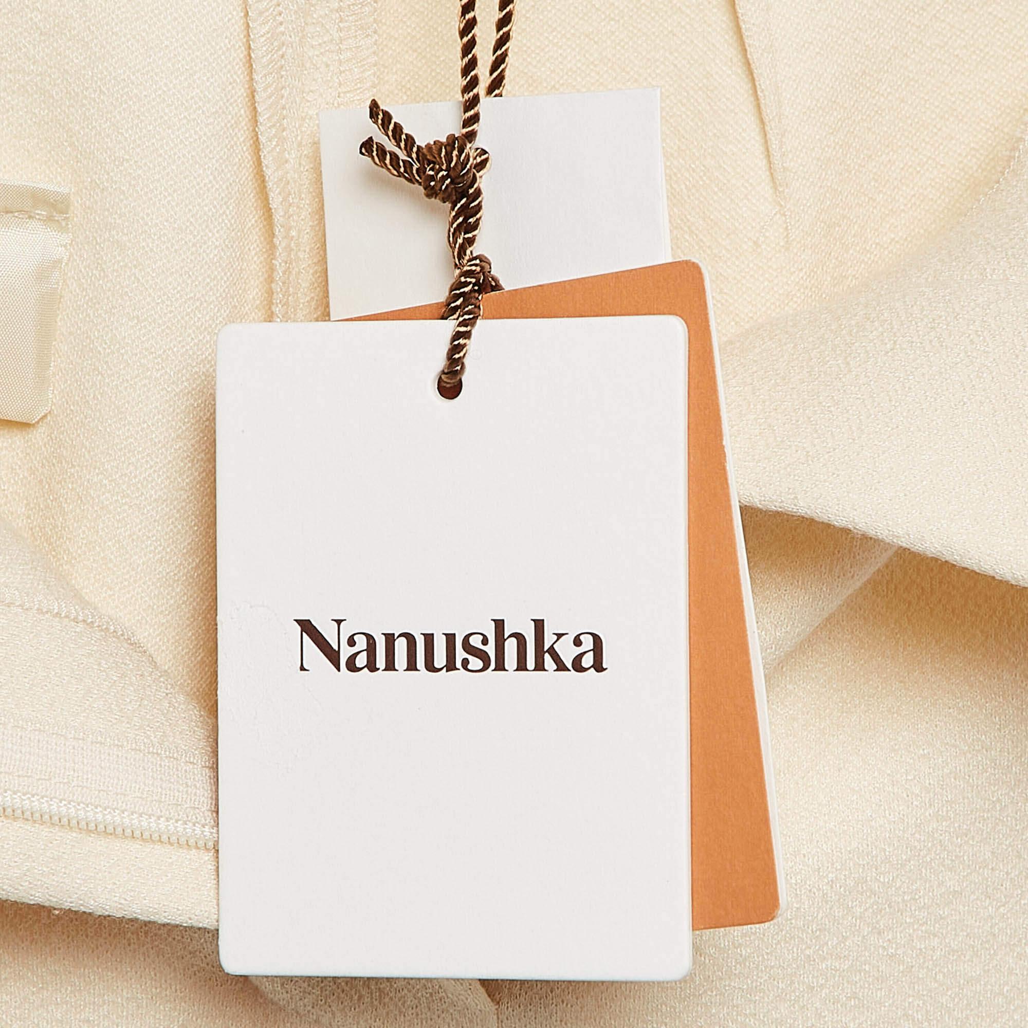 Nanushka Cream Jersey Darby Stirrup Leggings M In New Condition For Sale In Dubai, Al Qouz 2