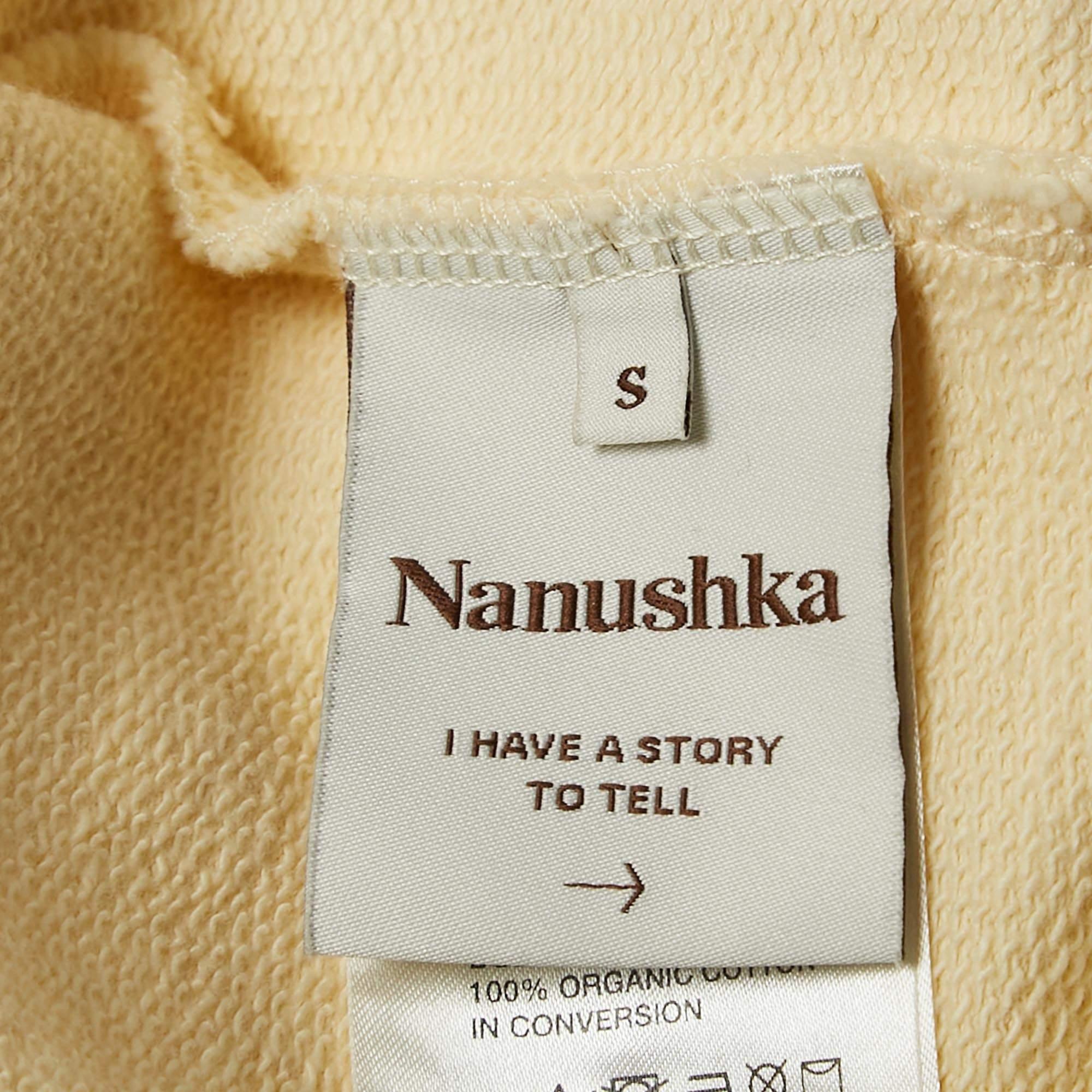 Men's Nanushka Cream n Embroidered Cotton Knit Hoodie S For Sale