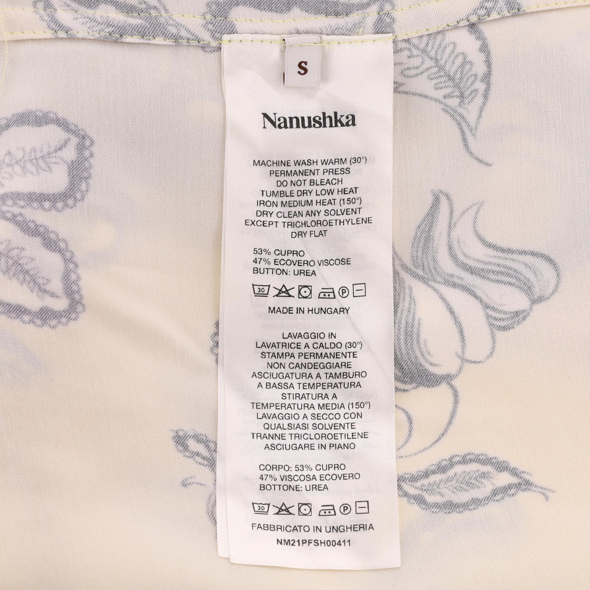 Nanushka: completo camicia e pantaloni in raso con stampa floreale in vendita 8