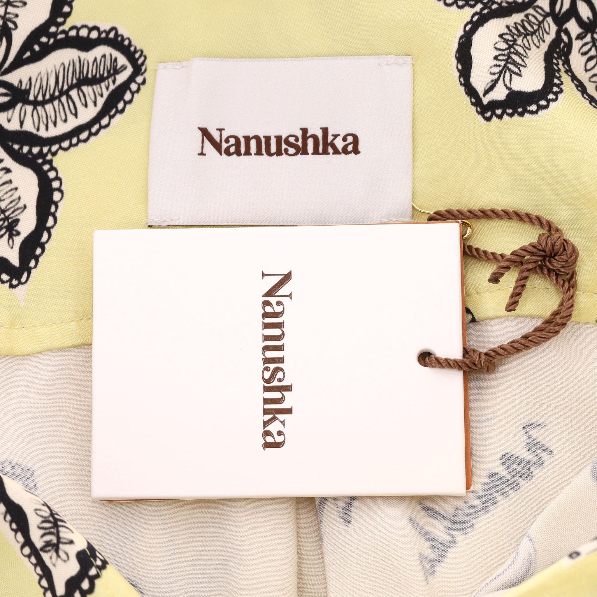 Nanushka: completo camicia e pantaloni in raso con stampa floreale in vendita 4