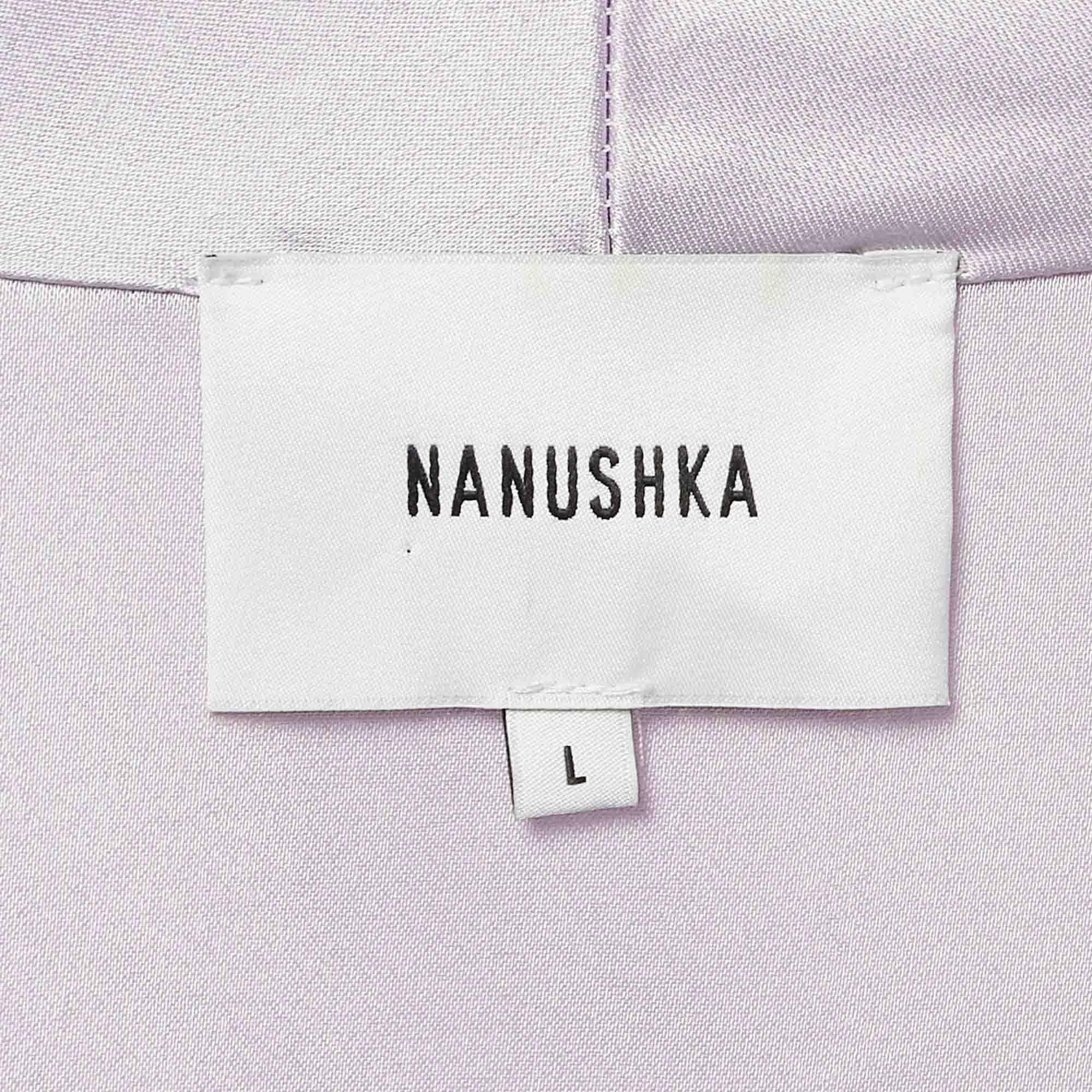 Nanushka Light Purple Satin Belted Yuma Jumpsuit L For Sale 1