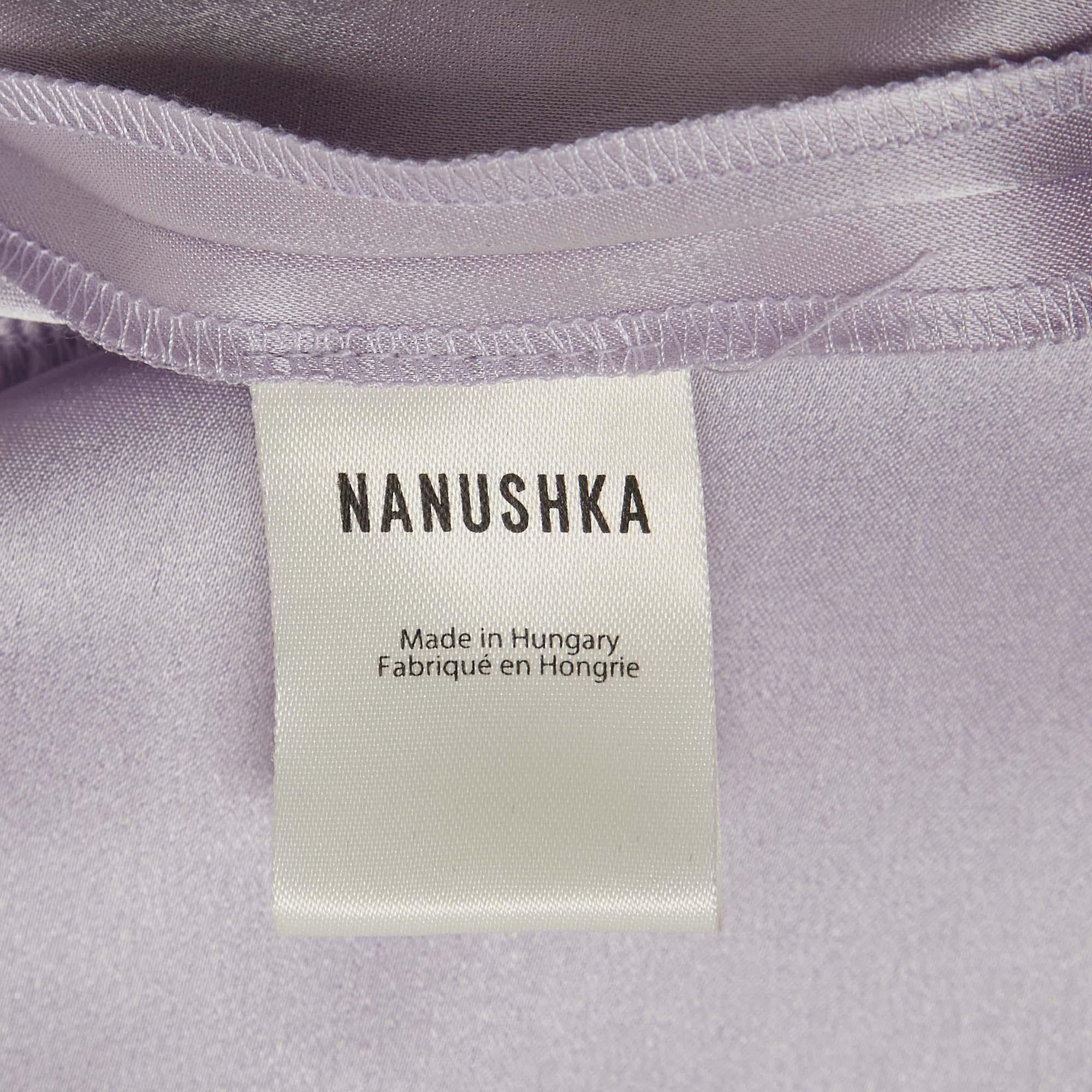 Nanushka Light Purple Satin Belted Yuma Jumpsuit L For Sale 3
