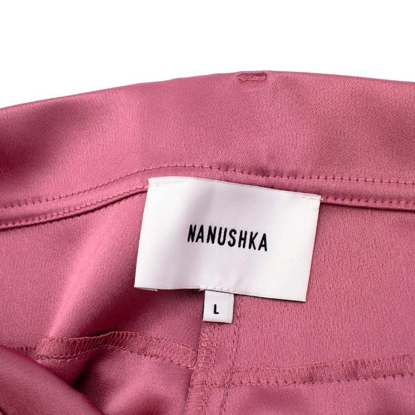 Women's Nanushka Marfa Satin Pink Straight Leg Trousers For Sale