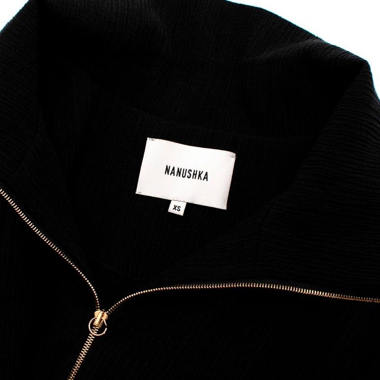 Nanushka Mercury Black Textured Long Sleeve Jumpsuit - US 6 For Sale at  1stDibs