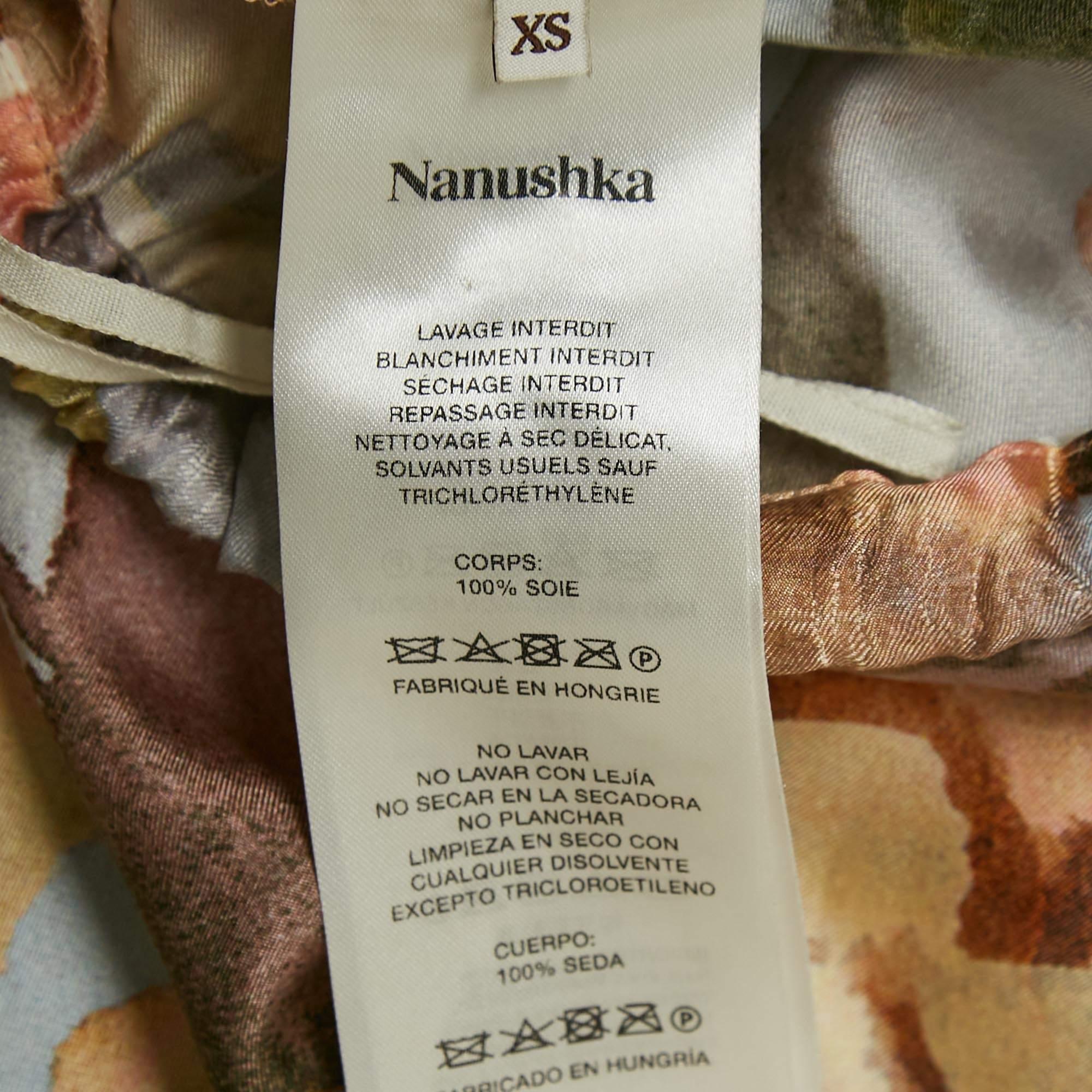 Pantalon Nanushka en soie imprimé aquarelle multicolore XS en vente 1