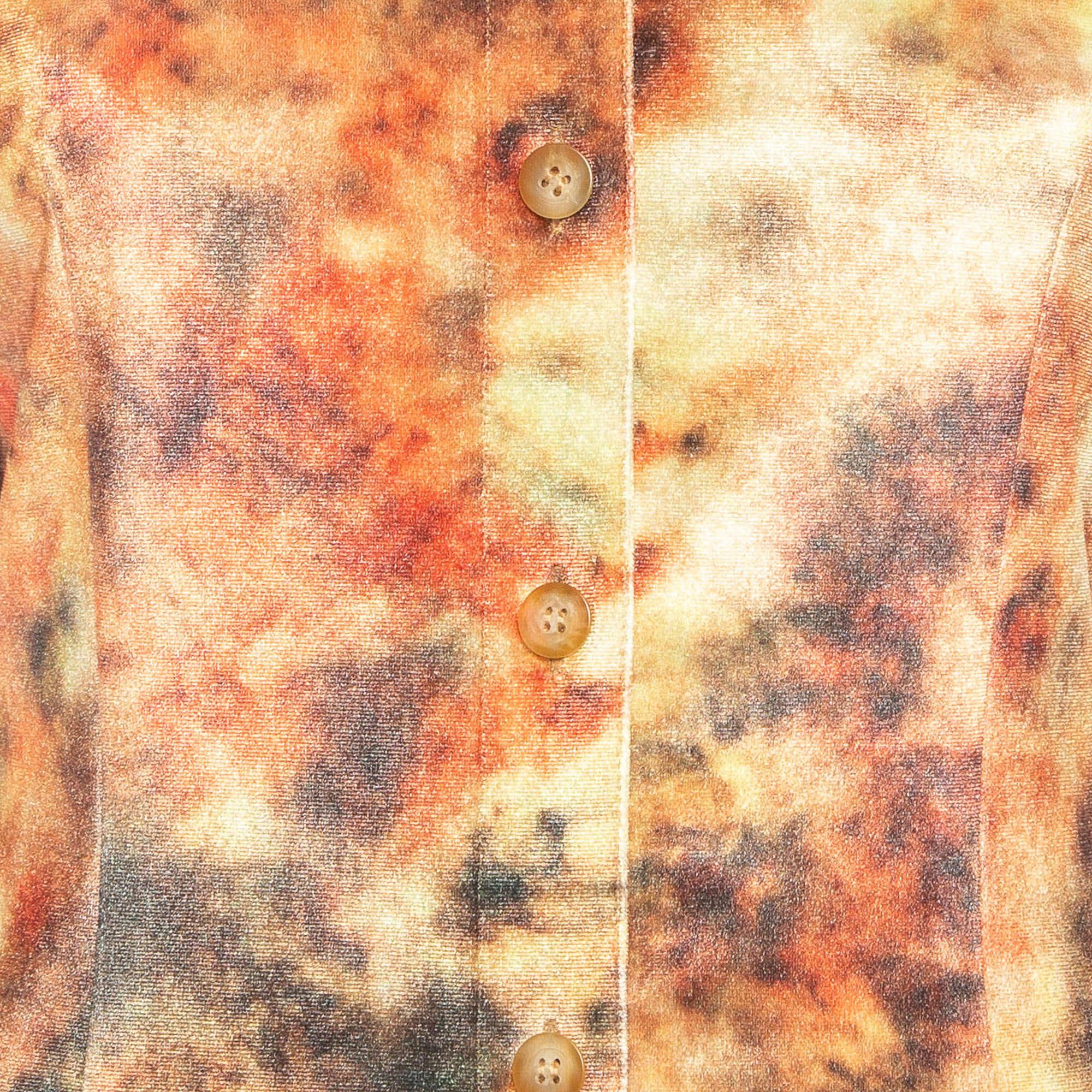 Orange Nanushka - Mini robe orange en velours extensible à imprimé floral abstrait S en vente
