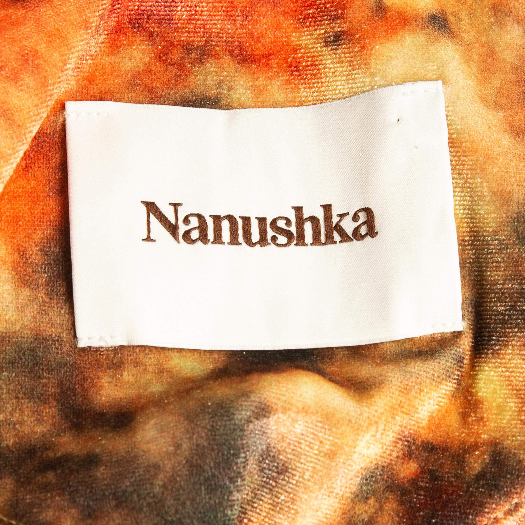 Nanushka - Mini robe orange en velours extensible à imprimé floral abstrait S Neuf - En vente à Dubai, Al Qouz 2