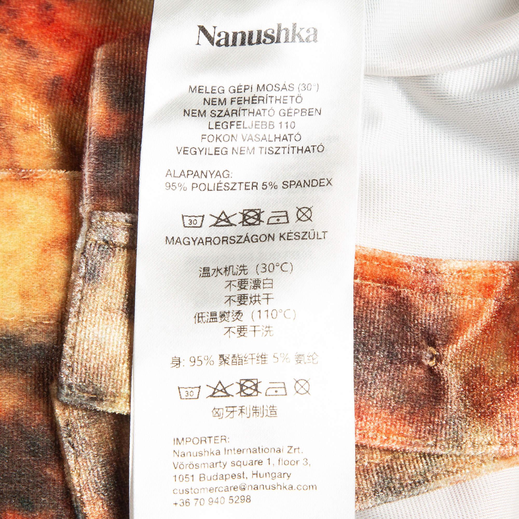 Nanushka - Mini robe orange en velours extensible à imprimé floral abstrait S Pour femmes en vente