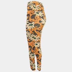 Nanushka Orange Arte Povera Floral Print Mesh Jersey Midi Skirt S