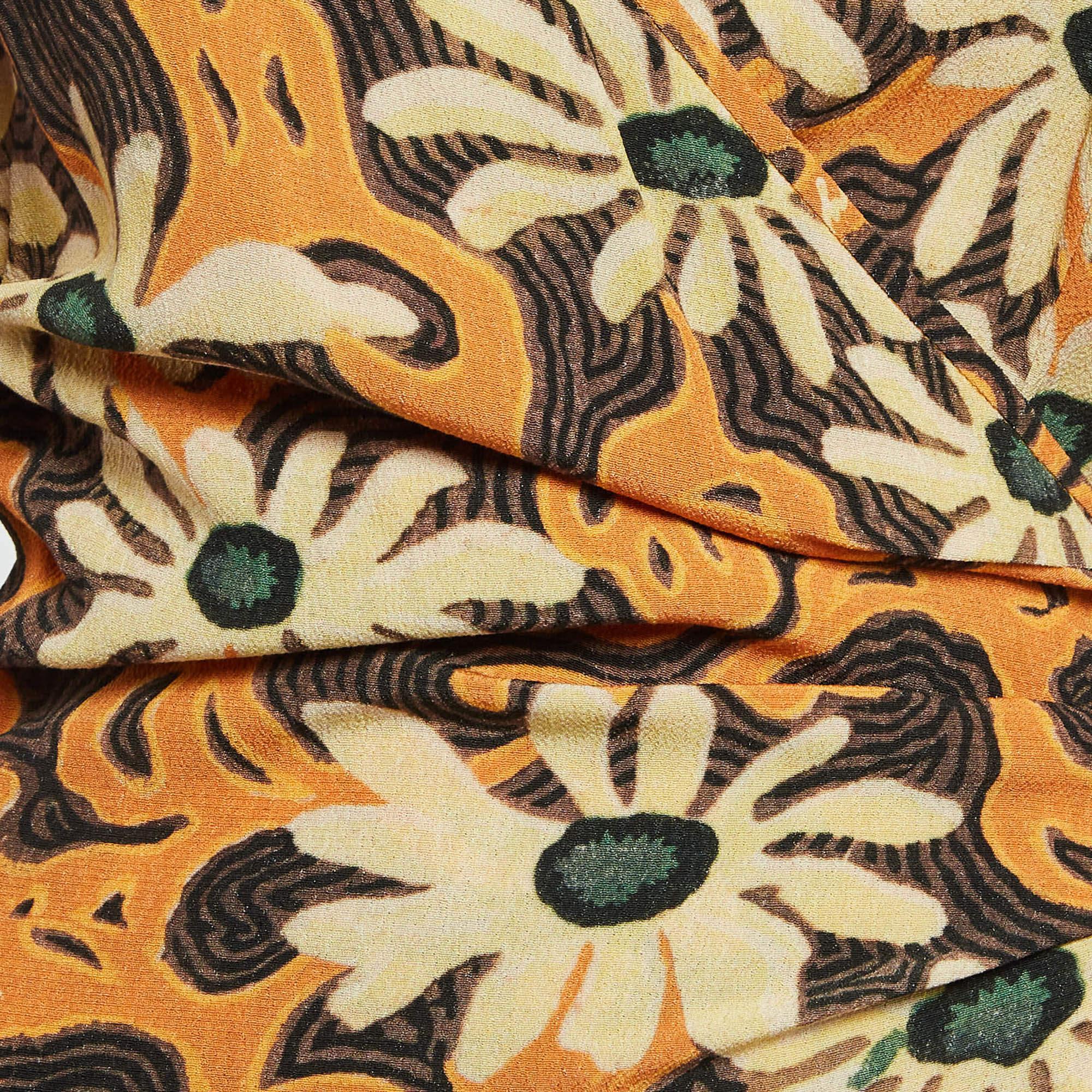 Nanushka Naranja Estampado Floral Crepe Detalle Recortado Ira Mini Vestido XS en Nuevo estado para la venta en Dubai, Al Qouz 2