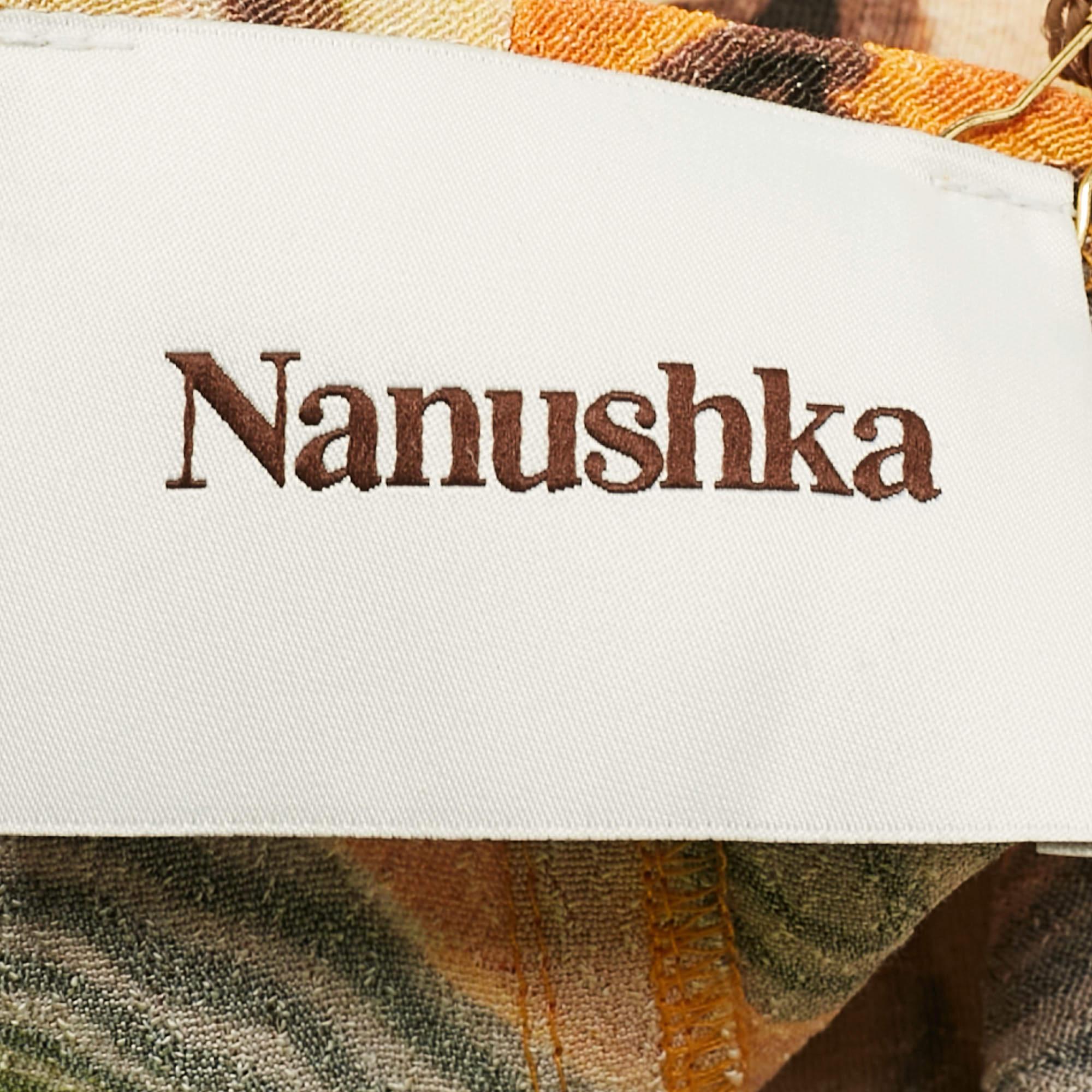 Nanushka - Vestito a portafoglio in crepe con stampa floreale arancione - M. I. In condizioni Nuovo in vendita a Dubai, Al Qouz 2