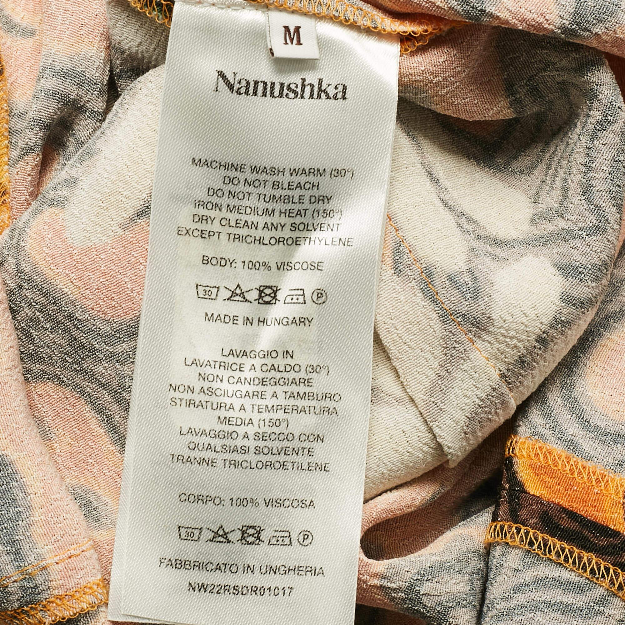 Donna Nanushka - Vestito a portafoglio in crepe con stampa floreale arancione - M. I. in vendita